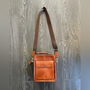 Sunmig Leather Crossbody Messenger Bag, brown